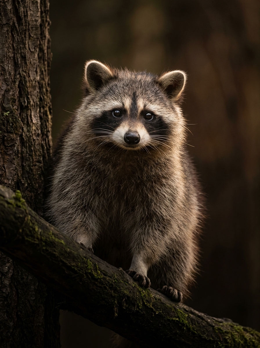 Photorealistic Raccoon Wildlife Portrait
